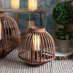 Decorative Rattan Lantern Woven Natural Fiber Glass | Kelmera