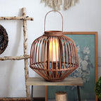 Decorative Rattan Lantern Woven Natural Fiber Glass | Kelmera