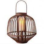 Decorative Rattan Lantern Woven Natural Fiber Glass | Kelmera