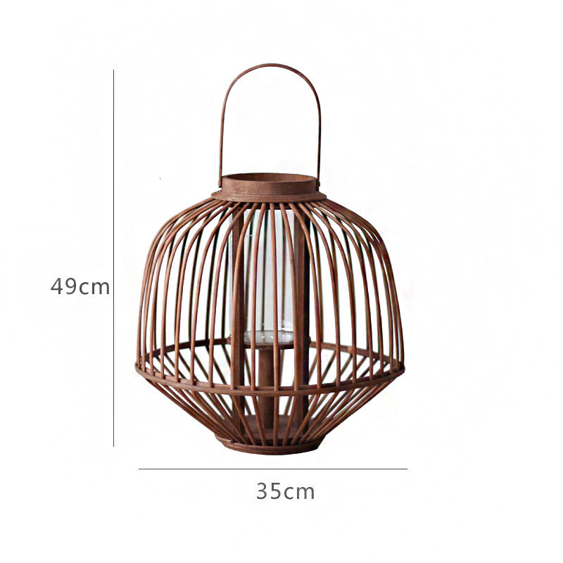 Decorative Rattan Lantern Woven Natural Fiber Glass | Kelmera