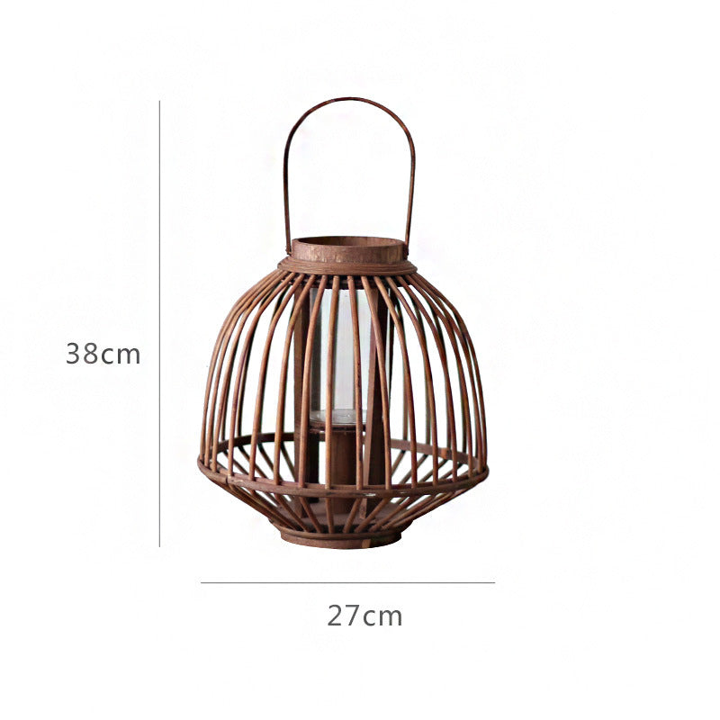 Decorative Rattan Lantern Woven Natural Fiber Glass | Kelmera