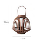 Decorative Rattan Lantern Woven Natural Fiber Glass | Kelmera