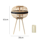 Decorative Rattan Lantern Woven Natural Fiber | Kelmera