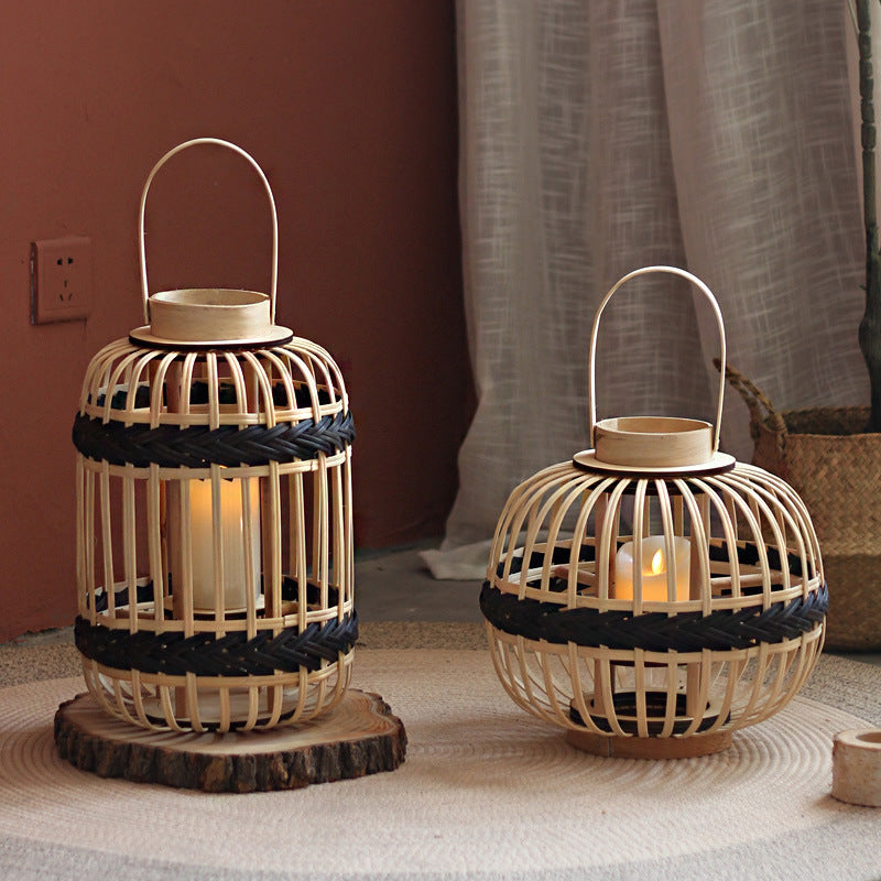 Decorative Rattan Lantern Woven Natural Fiber | Kelmera