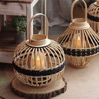 Decorative Rattan Lantern Woven Natural Fiber | Kelmera