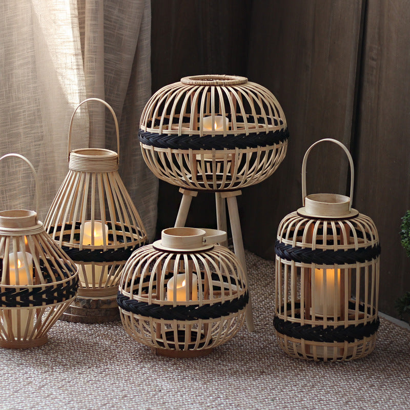 Decorative Rattan Lantern Woven Natural Fiber | Kelmera