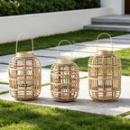 Decorative Rattan Lantern Woven Natural Fiber LED Illuminated | Kelmera