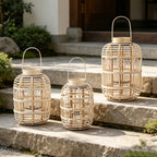 Decorative Rattan Lantern Woven Natural Fiber LED Illuminated | Kelmera