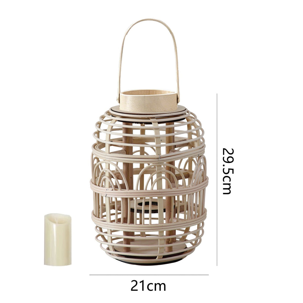 Decorative Rattan Lantern Woven Natural Fiber LED Illuminated | Kelmera