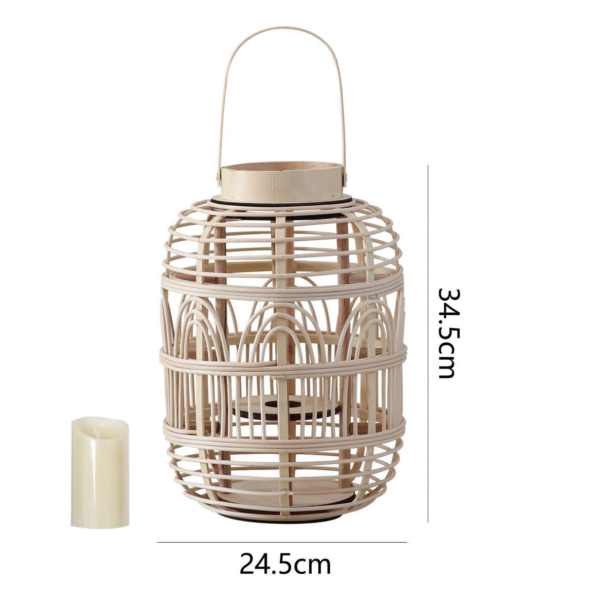 Decorative Rattan Lantern Woven Natural Fiber LED Illuminated | Kelmera