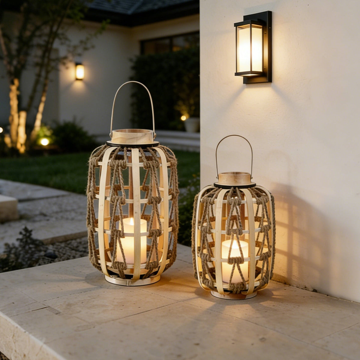Decorative Rattan Lantern Woven Natural Fiber Soft Textile | Kelmera