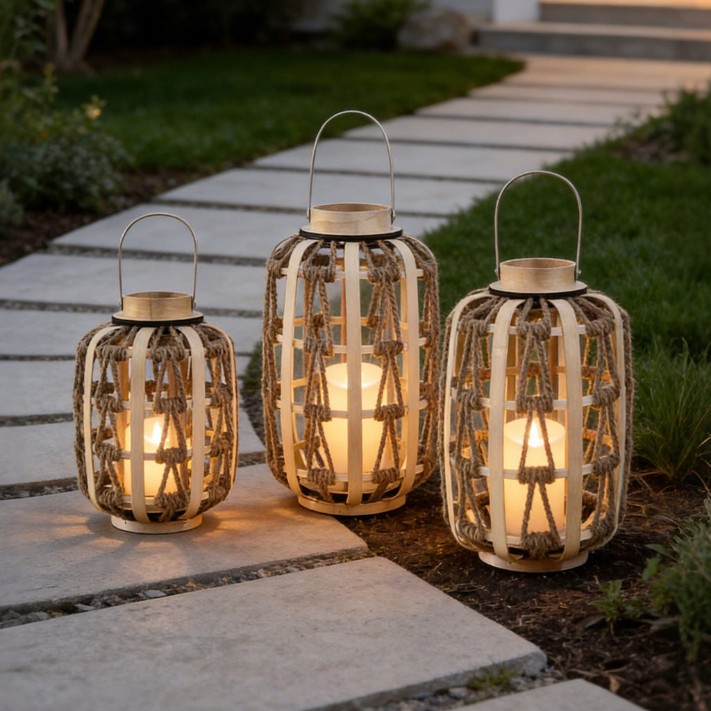 Decorative Rattan Lantern Woven Natural Fiber Soft Textile | Kelmera