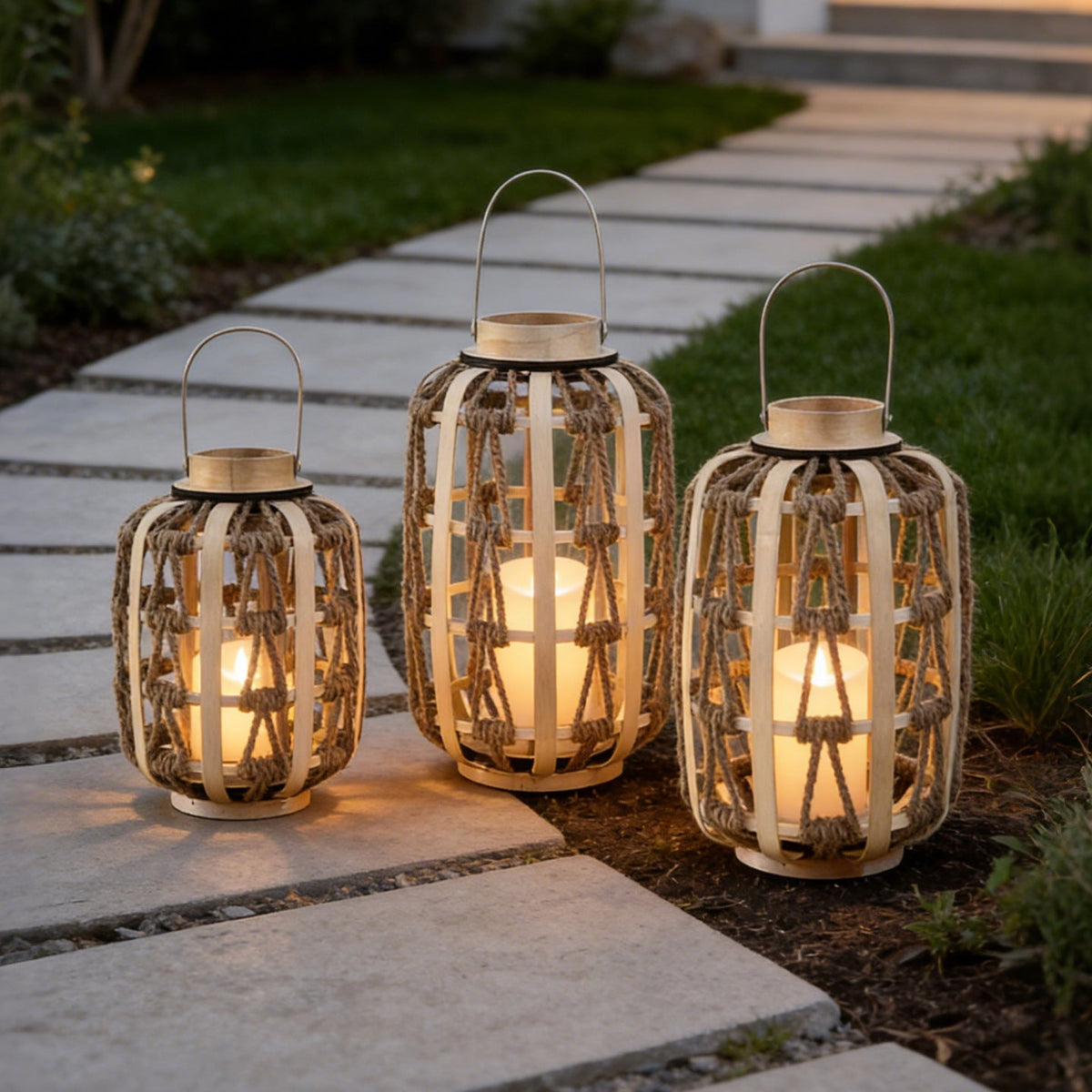 Decorative Rattan Lantern Woven Natural Fiber Soft Textile | Kelmera