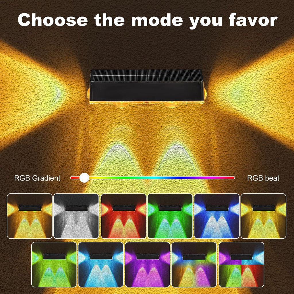 Decorative RGB Solar-Powered Double Beam Wall Lamp | Kelmera