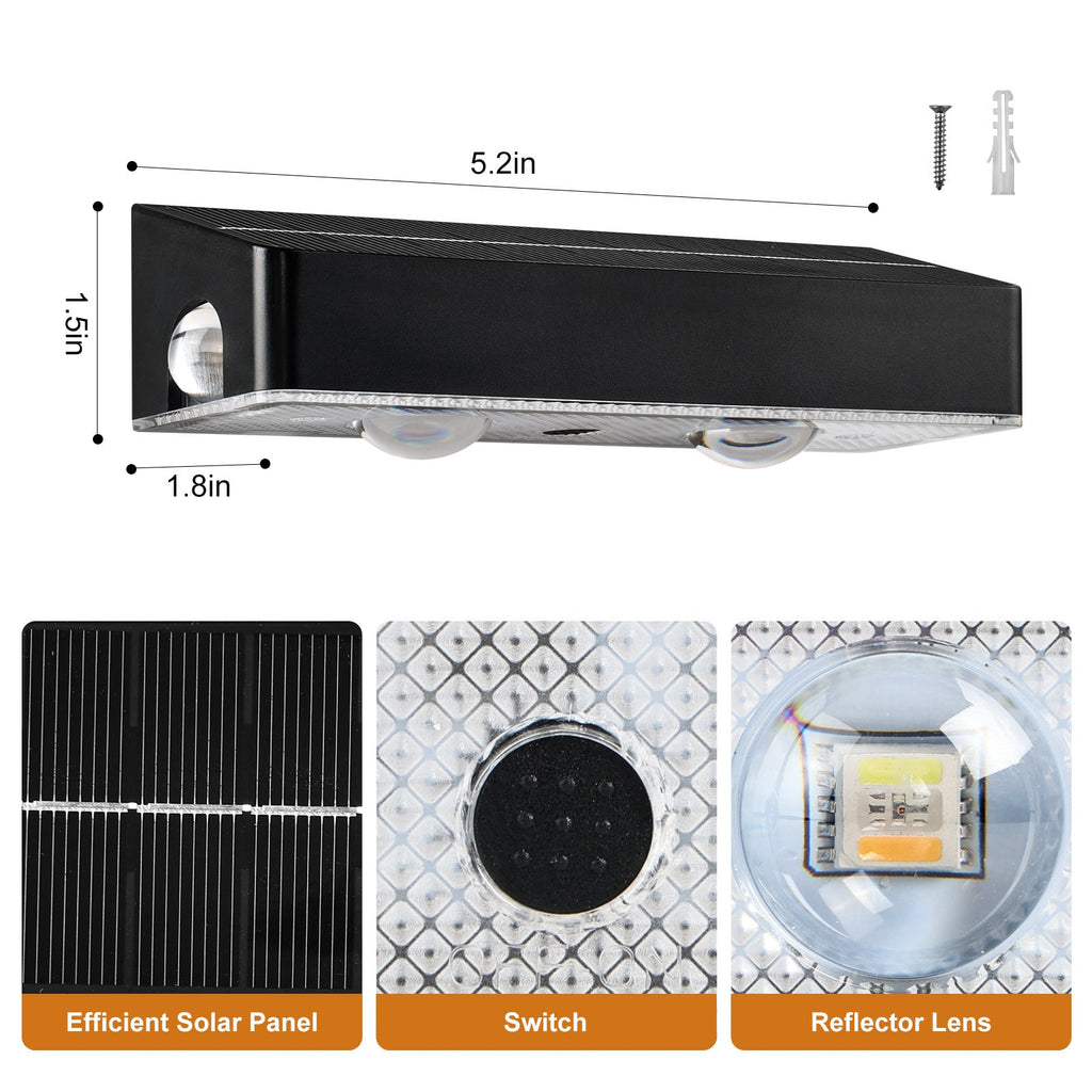 Decorative RGB Solar-Powered Double Beam Wall Lamp | Kelmera