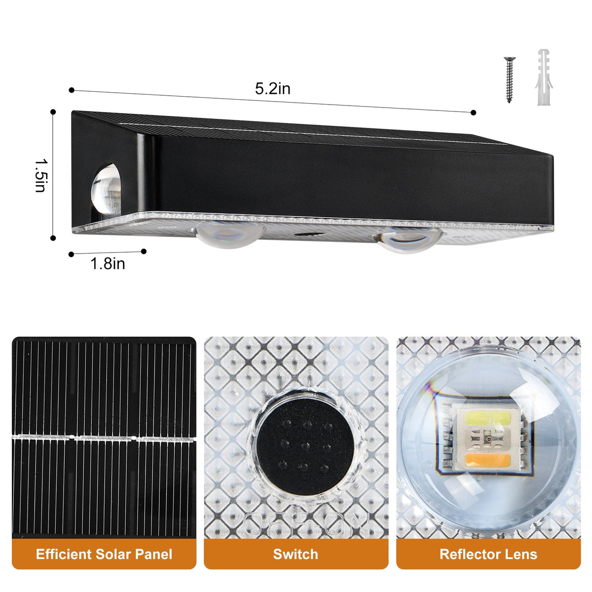 Decorative RGB Solar-Powered Double Beam Wall Lamp | Kelmera