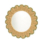 Decorative Round Wall Mirror with Natural Rattan Frame | Kelmera