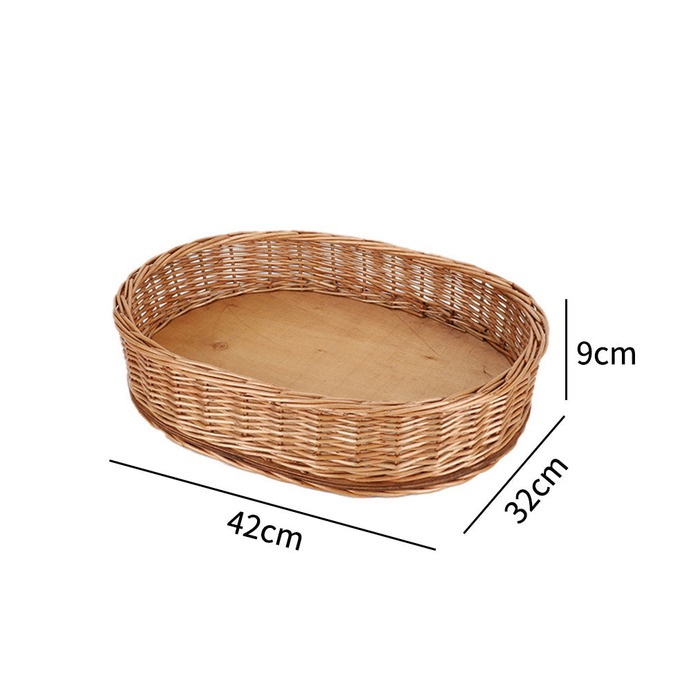 Decorative Round Woven Basket with Wooden Base | Kelmera
