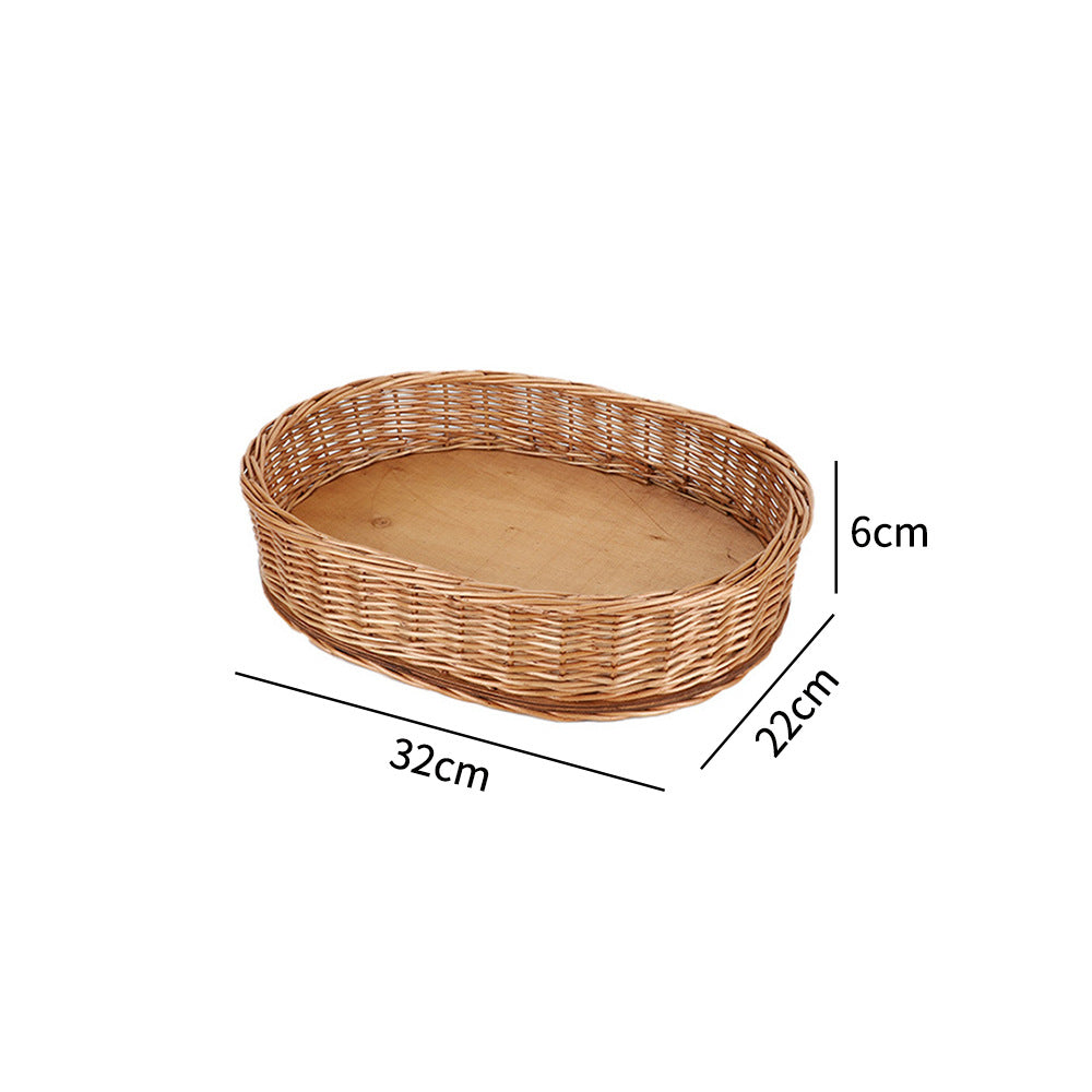 Decorative Round Woven Basket with Wooden Base | Kelmera