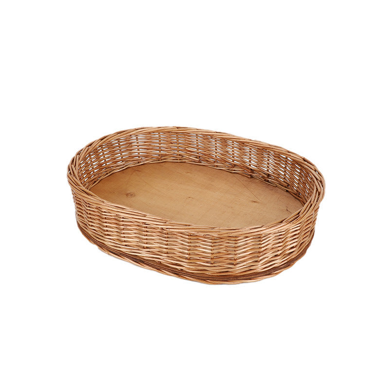 Decorative Round Woven Basket with Wooden Base | Kelmera
