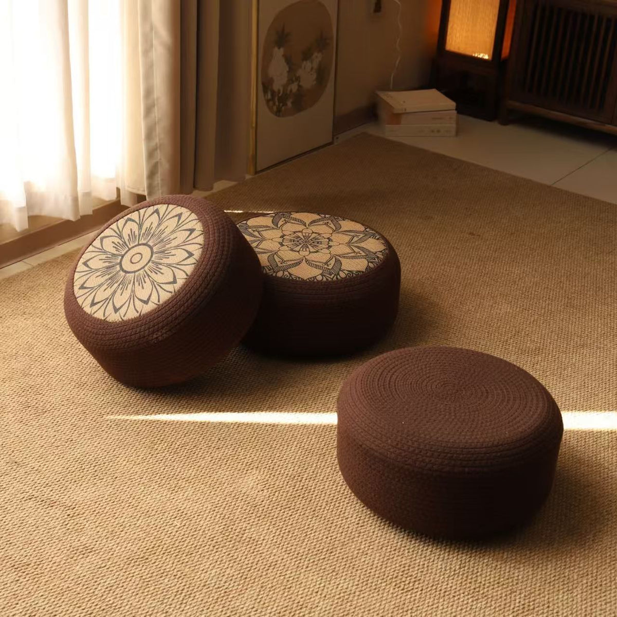 Decorative Seating Pouf with Stylish Floral Design | Kelmera