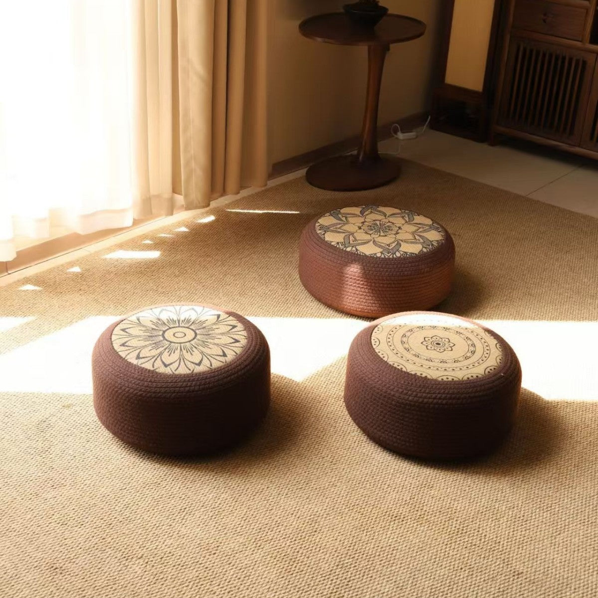 Decorative Seating Pouf with Stylish Floral Design | Kelmera