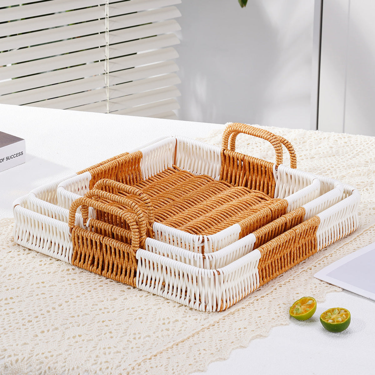 Decorative Serving Tray Yellow White | Kelmera