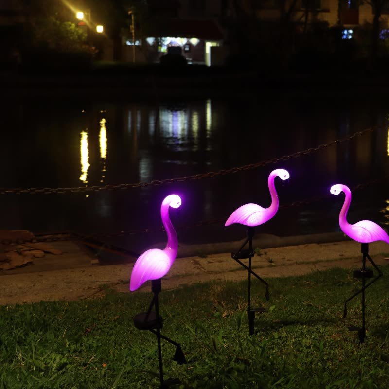 Decorative Solar-Powered Flamingo Garden Stake with Adjustable Tray and Spike Attachment | Kelmera