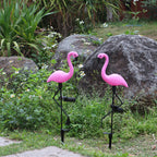 Decorative Solar-Powered Flamingo Garden Stake with Adjustable Tray and Spike Attachment | Kelmera