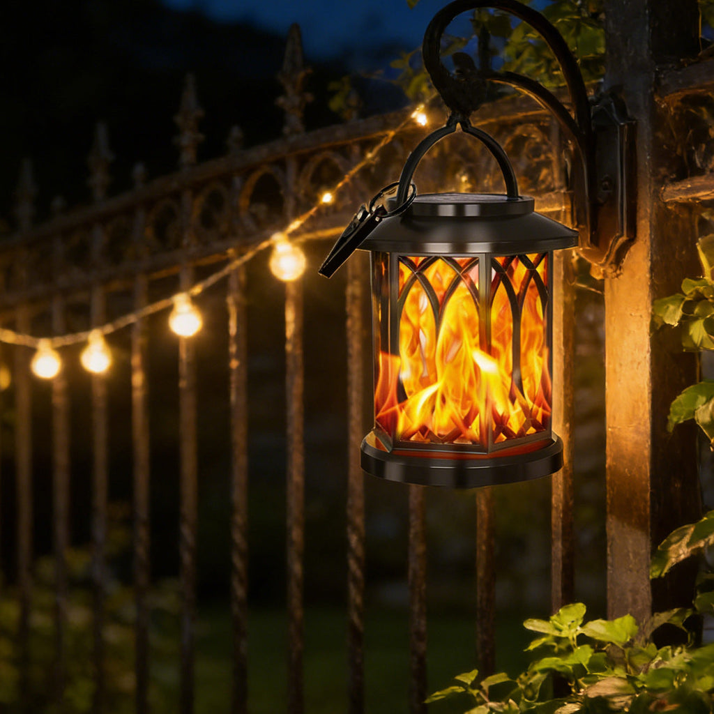 Decorative Solar-Powered Hanging Lantern for Outdoor Use with Iron Mesh Frame | Kelmera
