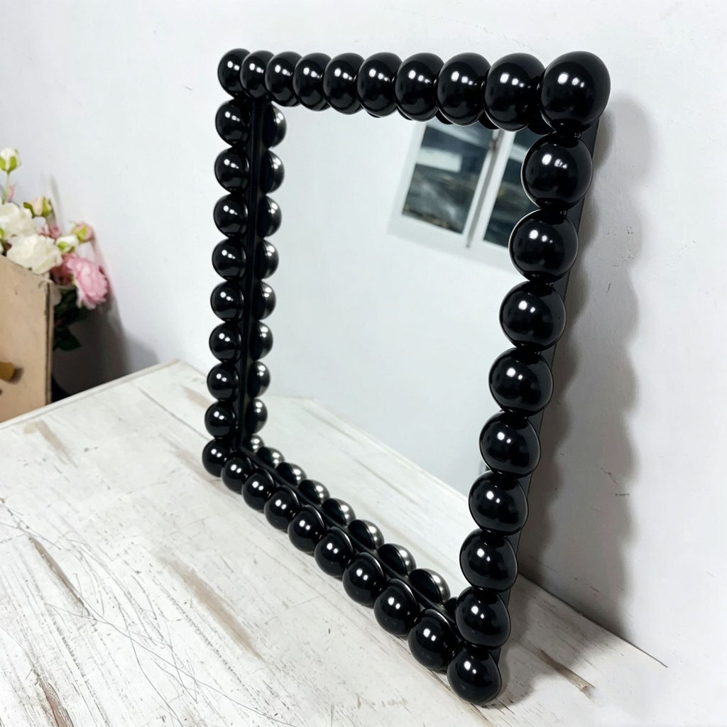 Decorative Square Wall Mirror with Beaded Frame | Kelmera