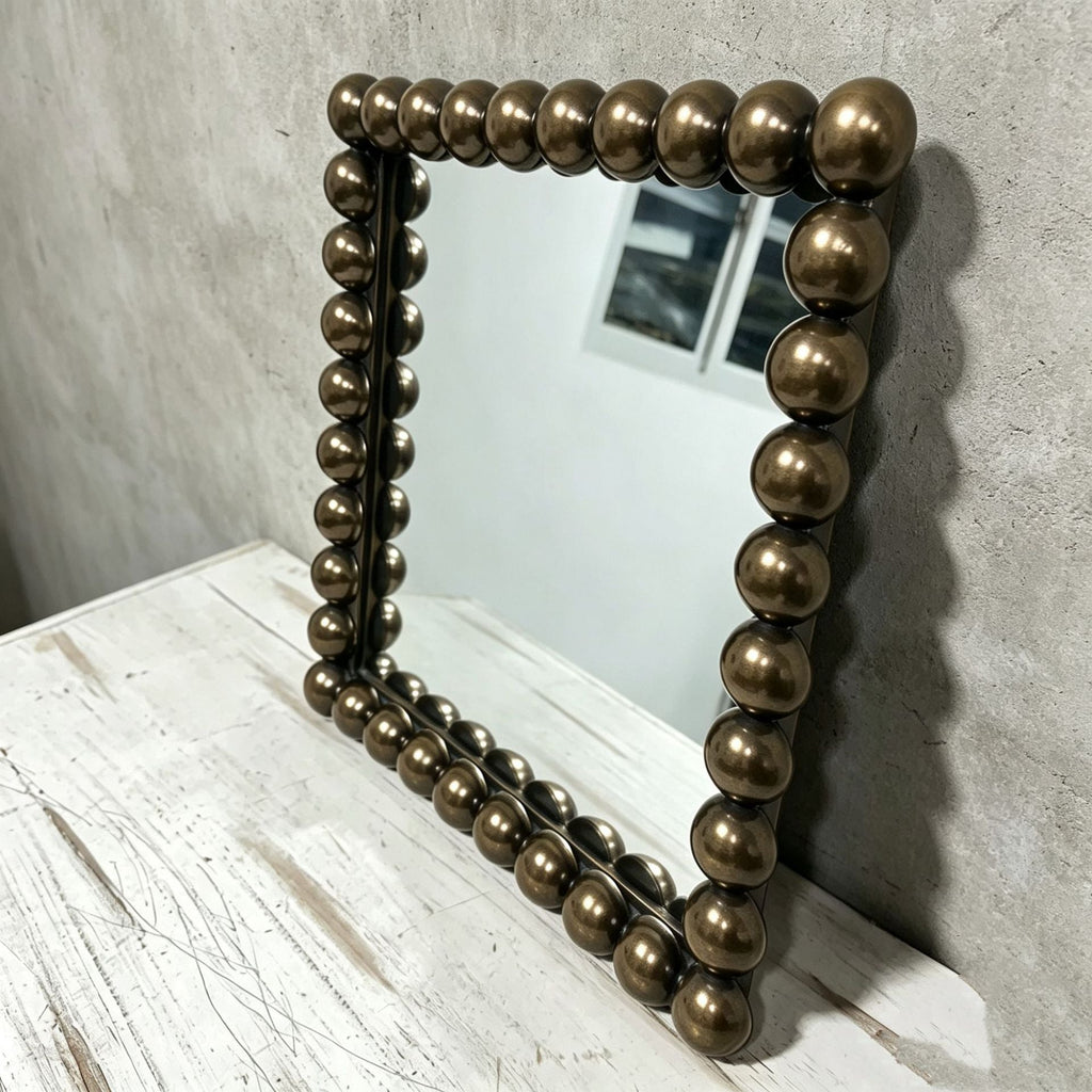 Decorative Square Wall Mirror with Beaded Frame | Kelmera