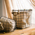 Decorative Storage Basket made of Wire and Linen | Kelmera