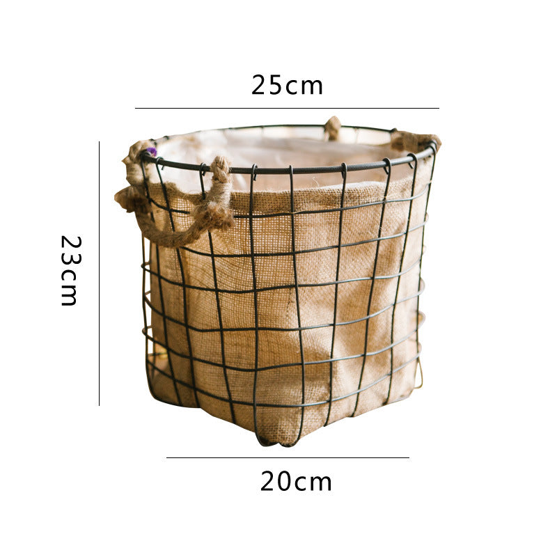 Decorative Storage Basket made of Wire and Linen | Kelmera