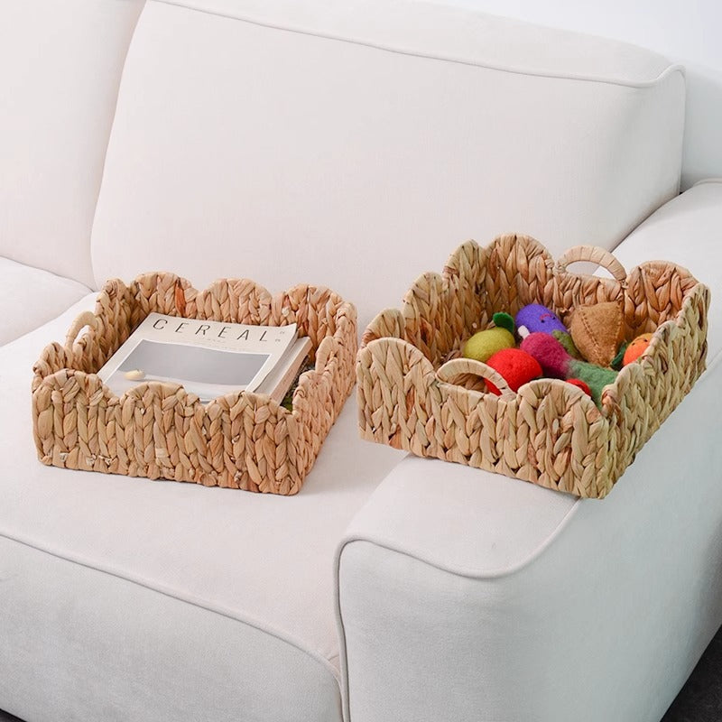 Decorative Storage Basket made of Woven Natural Material Small Green Beige | Kelmera