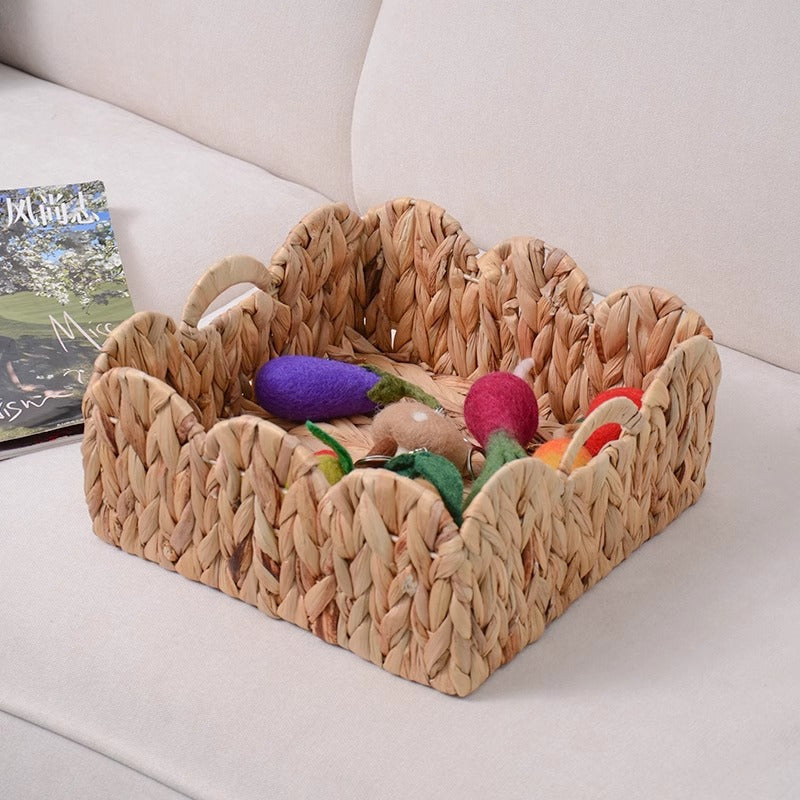 Decorative Storage Basket made of Woven Natural Material Small Green Beige | Kelmera