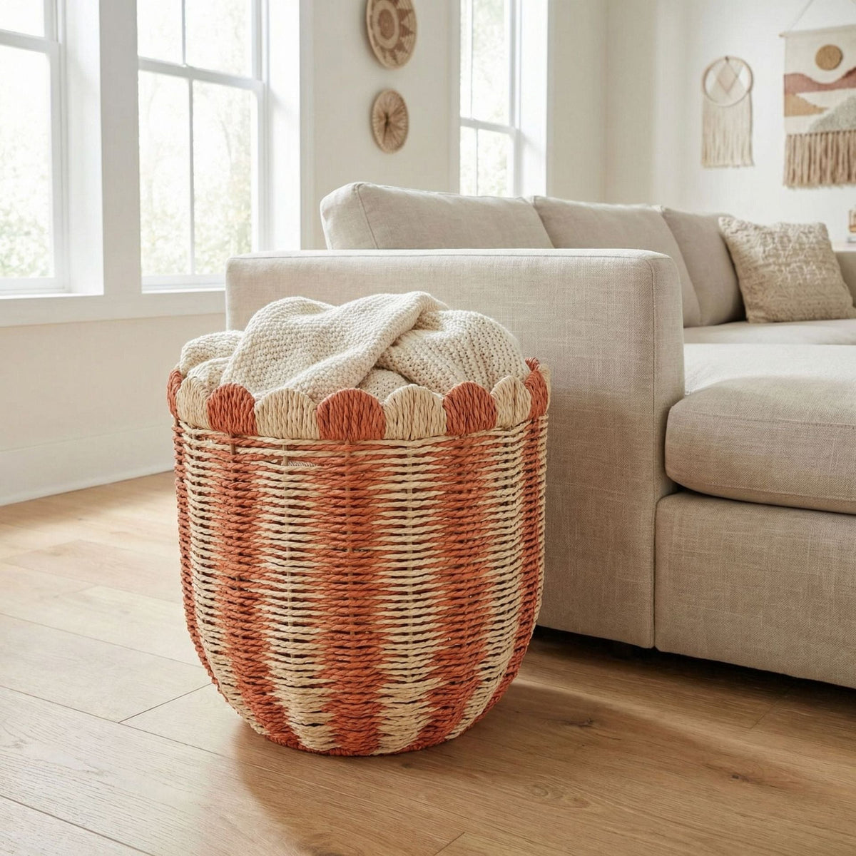 Decorative Storage Basket Woven Natural Fiber Handcrafted | Kelmera