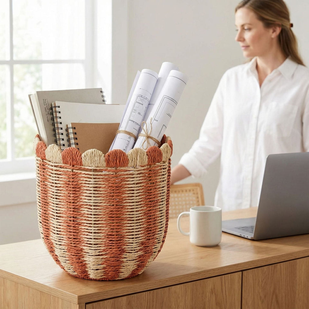 Decorative Storage Basket Woven Natural Fiber Handcrafted | Kelmera