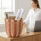 Decorative Storage Basket Woven Natural Fiber Handcrafted | Kelmera