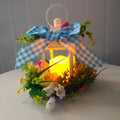 Decorative Table Lantern with Artificial Flowers and Ribbon | Kelmera