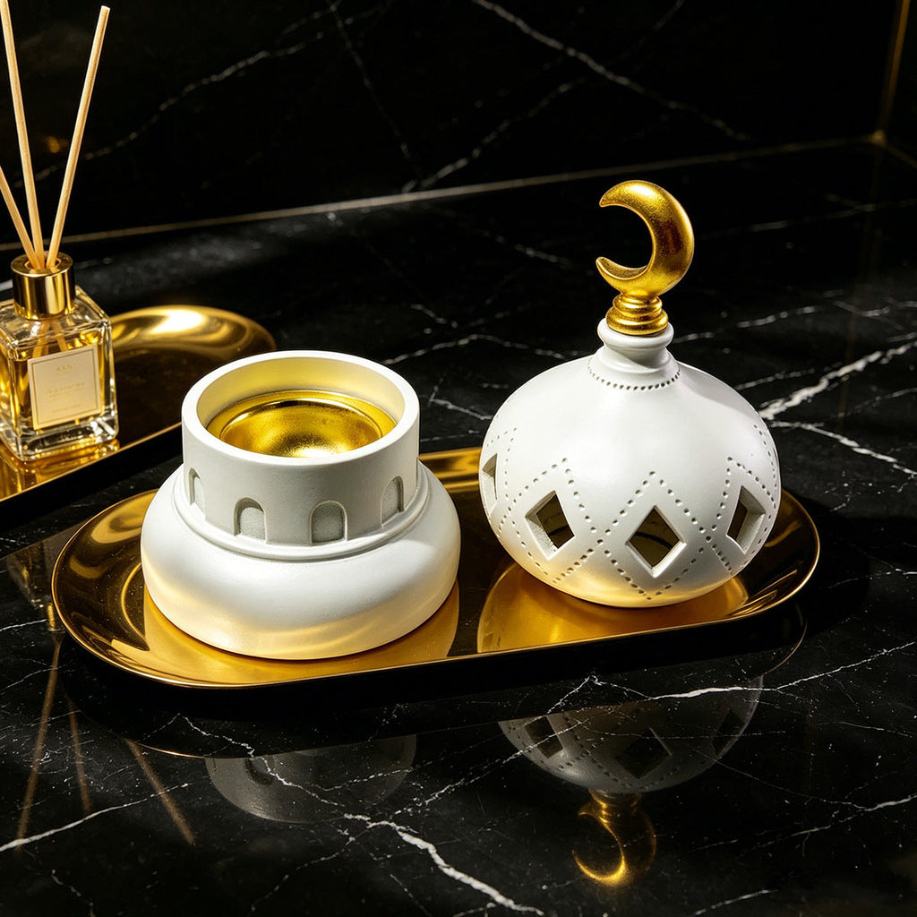 Decorative Table Sculpture Black-Gold White | Kelmera