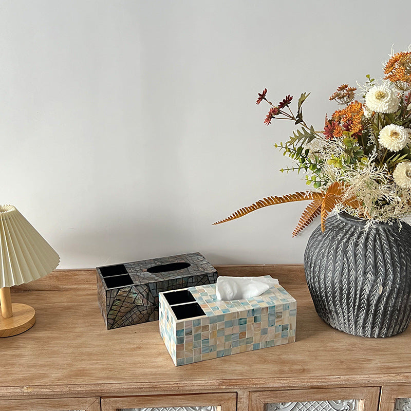 Decorative Tissue Box Holder Black Blue | Kelmera
