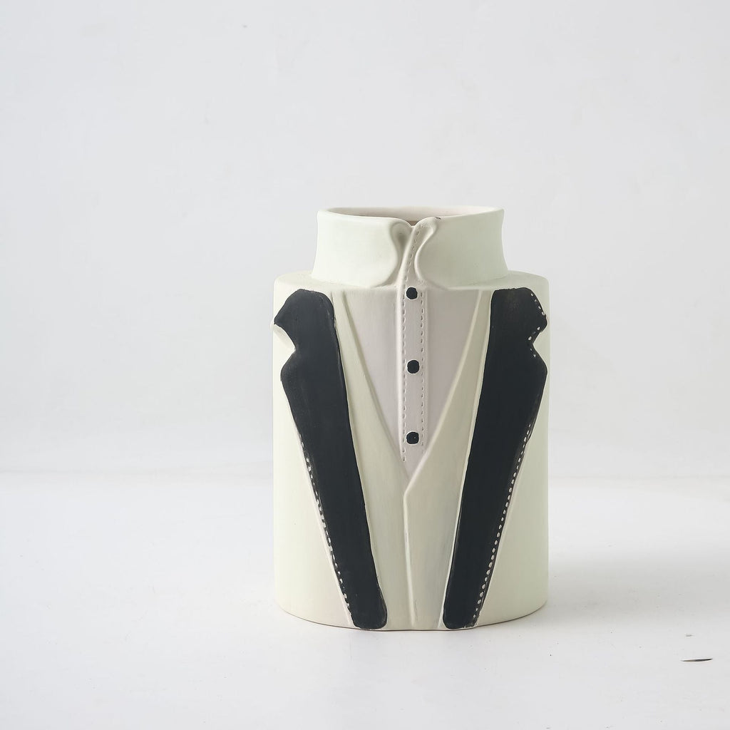 Decorative Vase Black-White Gray | Kelmera