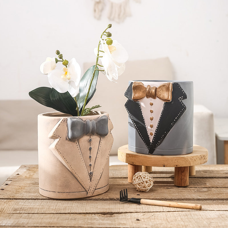 Decorative Vase Black-White Gray | Kelmera