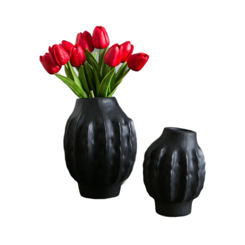 Decorative Vase Cream S Black | Kelmera