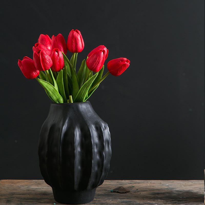 Decorative Vase Cream S Black | Kelmera
