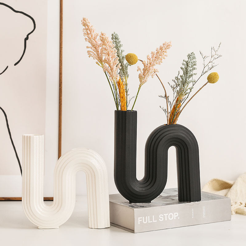 Decorative Vase White Black | Kelmera