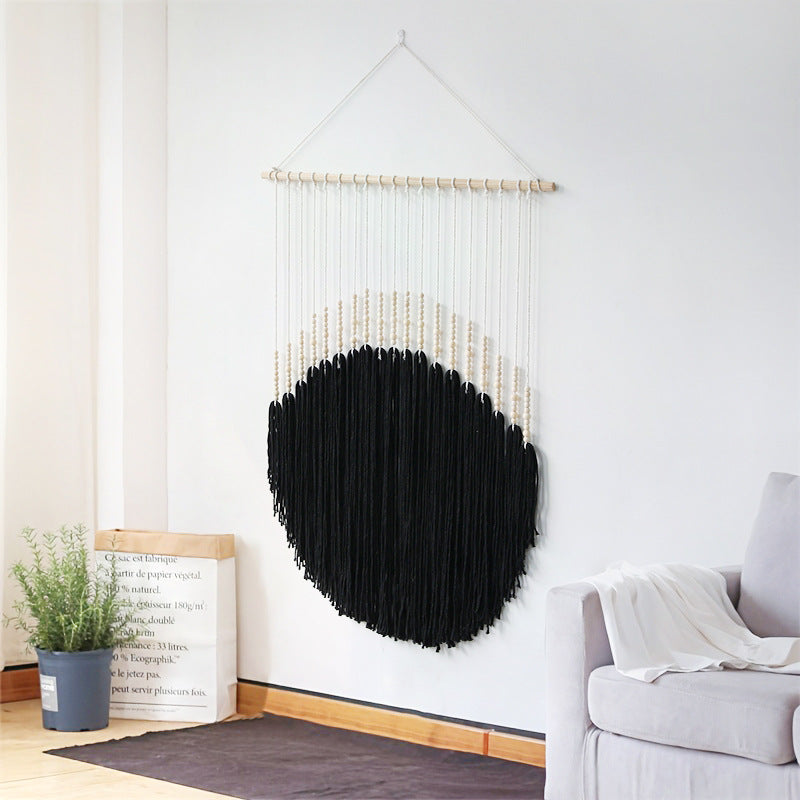 Decorative Wall Art with Wooden Beads and Thread Pendulum | Kelmera