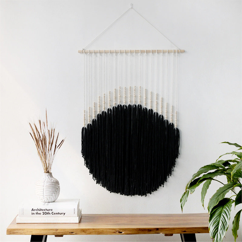 Decorative Wall Art with Wooden Beads and Thread Pendulum | Kelmera
