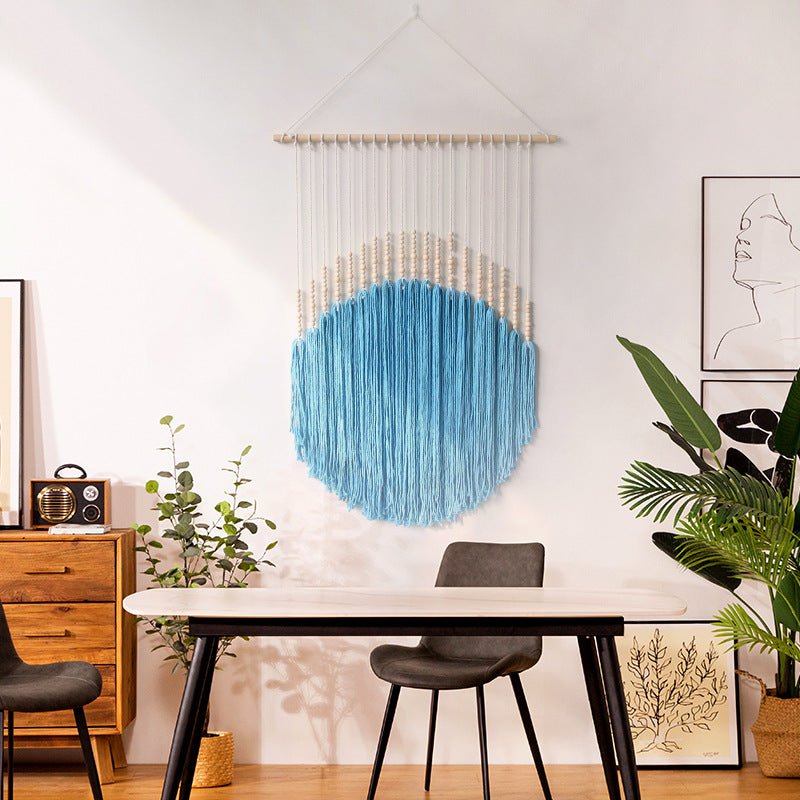 Decorative Wall Art with Wooden Beads and Thread Pendulum | Kelmera